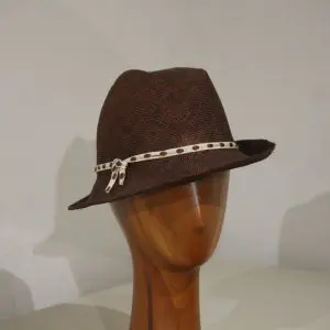 Chapeau femme, type trilby, paille visca, marron "brûle" T 54 à T 57