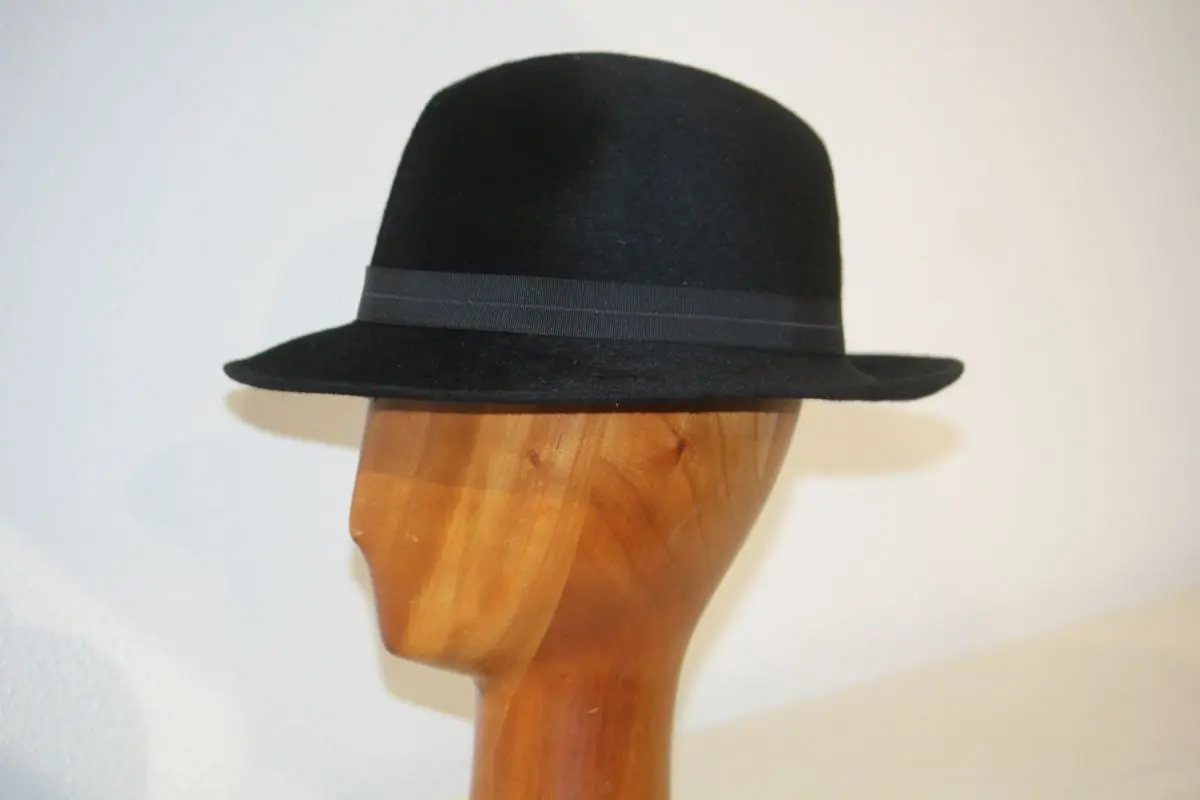 Chapeau, type Fedora, en feutre de poil de lapin, noir, T 56 – Image 4