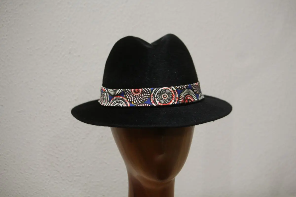 Chapeau, type Fedora, en feutre de poil de lapin, noir, T 56
