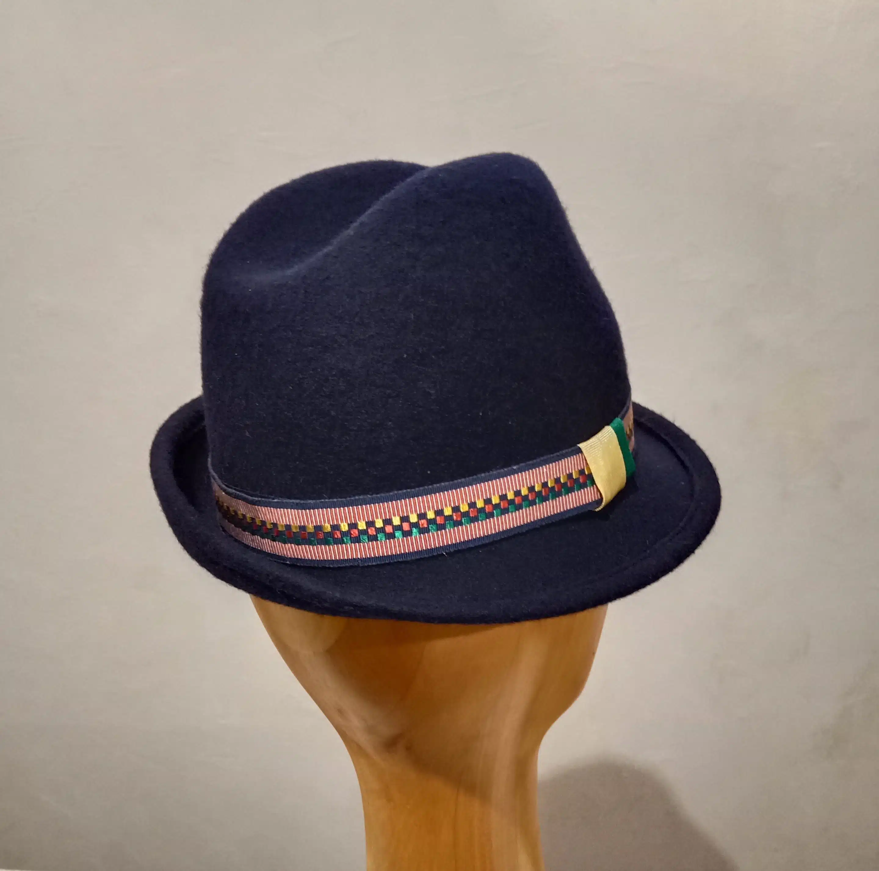 Chapeau femme, type Trilby Fedora, en feutre de laine, marine, T 56 – Image 6