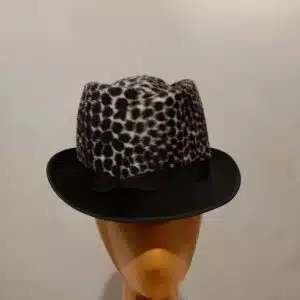 Chapeau femme, type Fedora original, en feutre de poil, imprimé, T 56.5