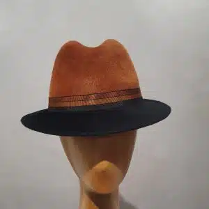 Chapeau Femme, type Fedora, feutre de poil, velours, bicolore, T 56