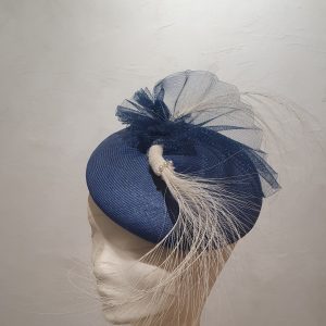 Chapeau, type Bibi, forme ronde, en paille extra fine, bleu, Taille Unique