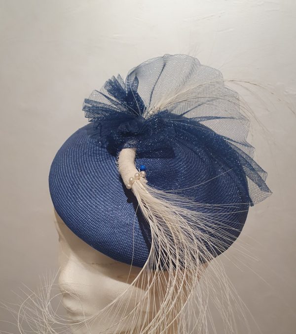 Chapeau, type Bibi, forme ronde, en paille extra fine, bleu, Taille Unique – Image 2