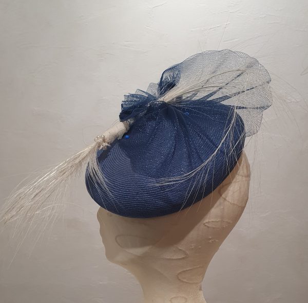 Chapeau, type Bibi, forme ronde, en paille extra fine, bleu, Taille Unique – Image 3