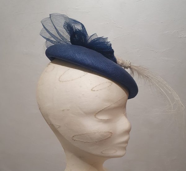 Chapeau, type Bibi, forme ronde, en paille extra fine, bleu, Taille Unique – Image 4