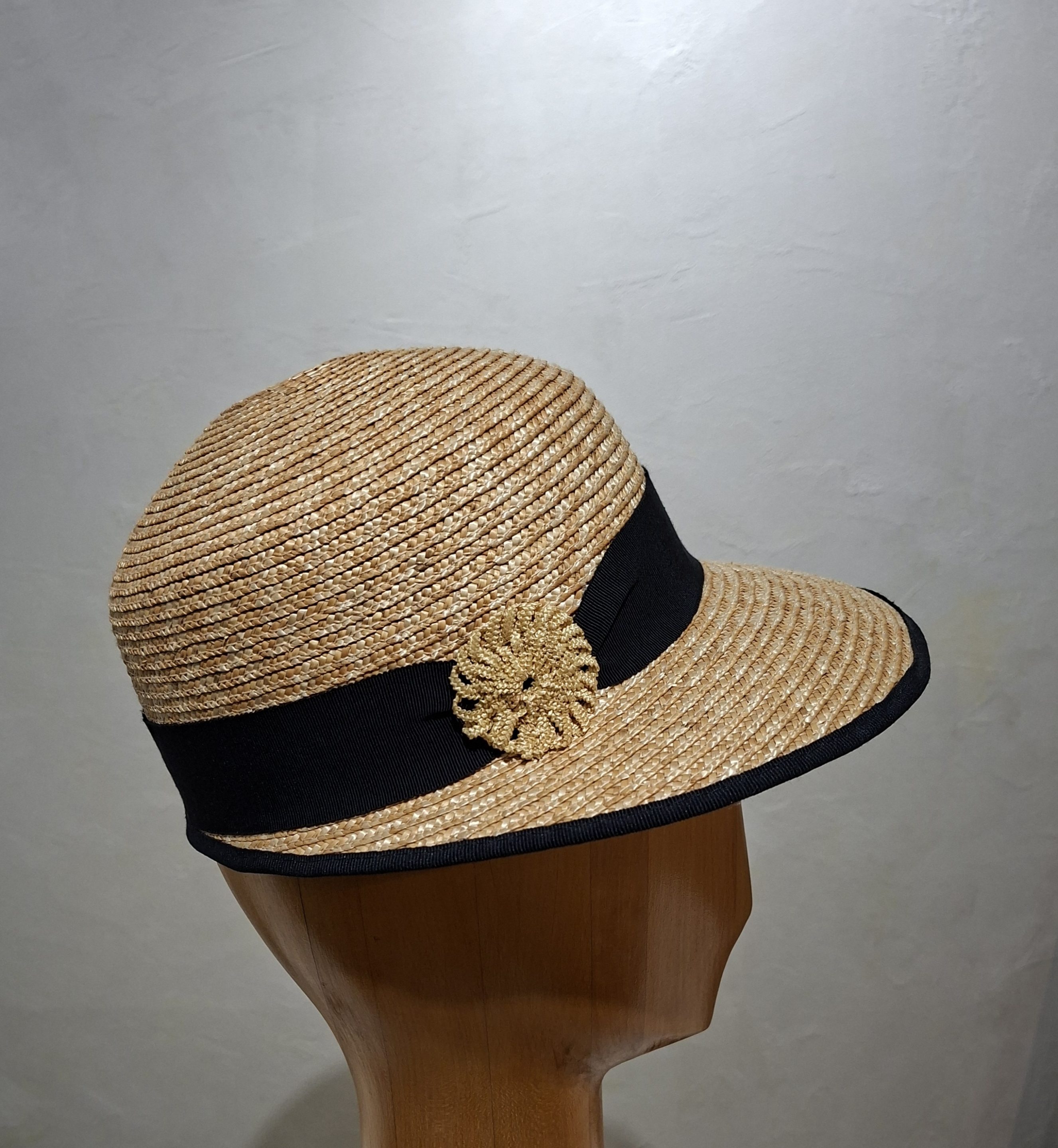 Chapeau Femme, type casquette, paille ruban, T 56