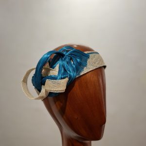 Chapeau femme, type bandeau, sisal et abacca soie, bicolore, T 56