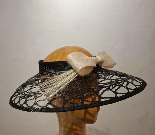 Chapeau Femme, type Capeline, noir et ivoire, T 56 – Image 3