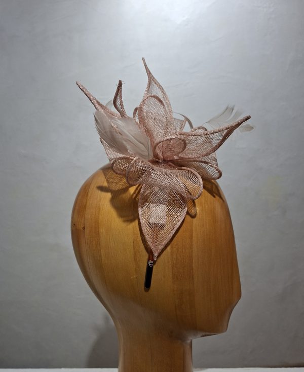 Chapeau femme, type parure de tête, sisal rose, taille U – Image 2