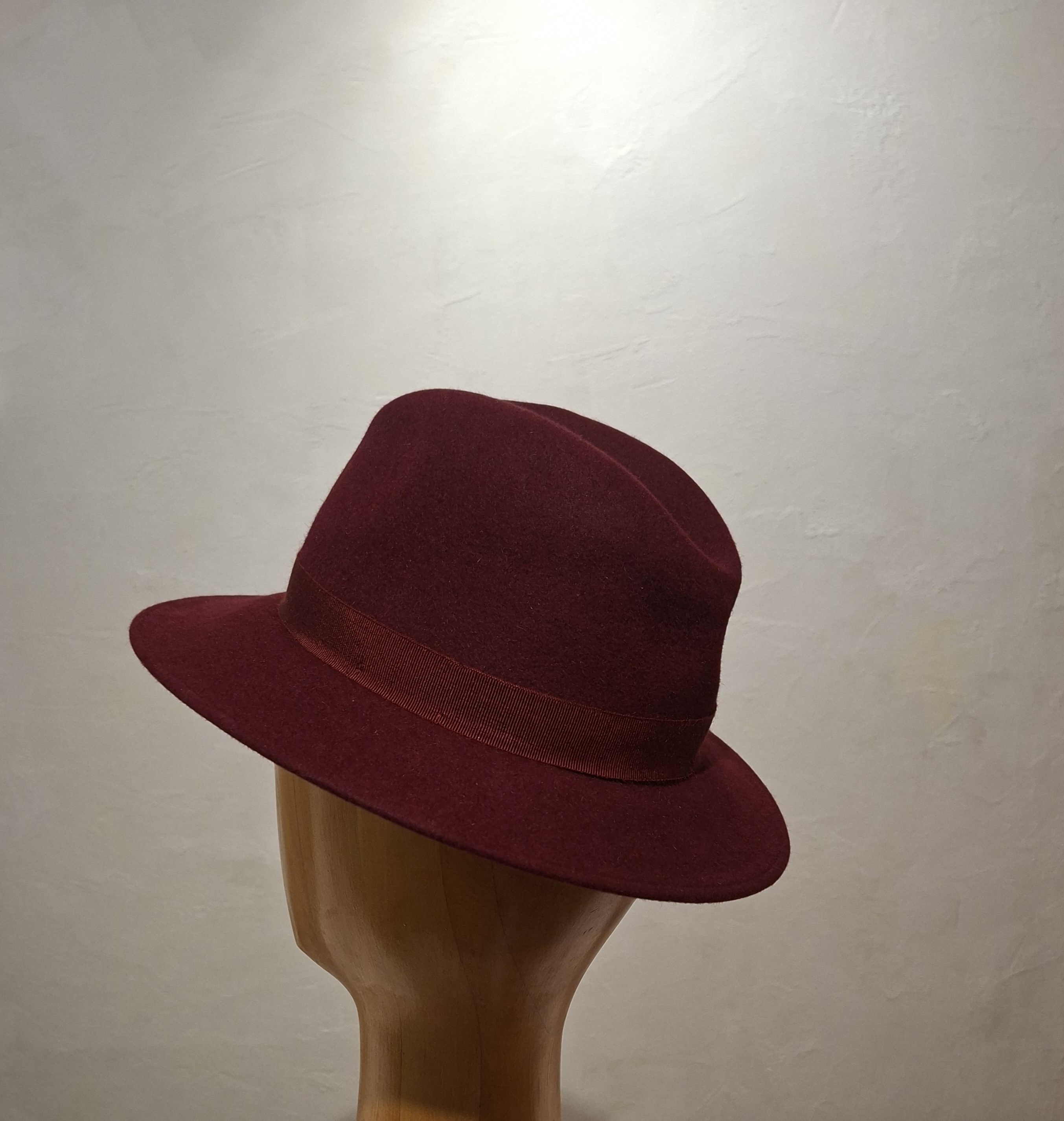 Chapeau, type Fedora, feutre de poil, Bordeaux, T 58 – Image 6