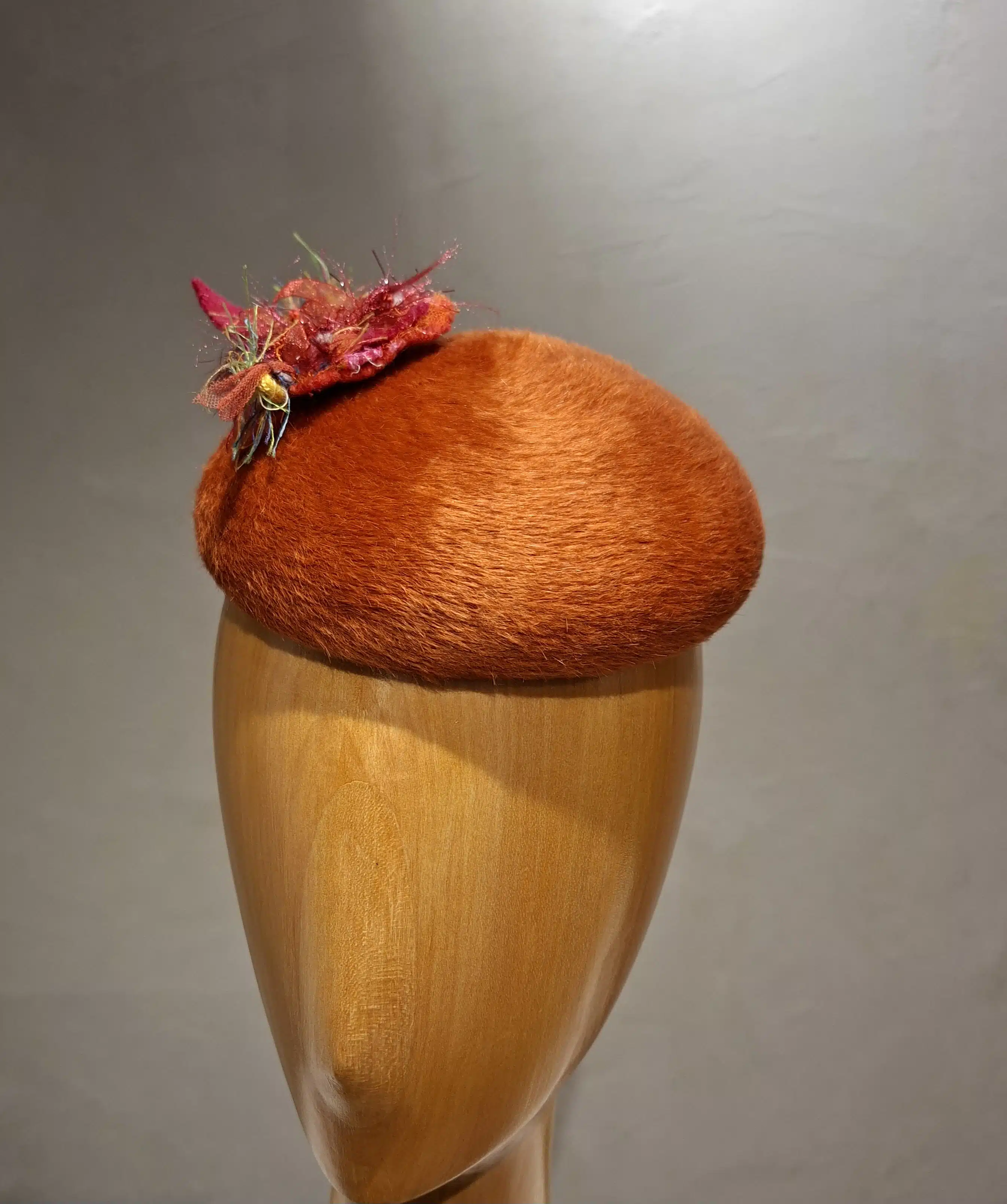 Chapeau Femme, type Bibi rond, feutre de poil orange, T unique – Image 6