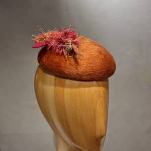 Chapeau Femme, type Bibi rond, feutre de poil orange, T unique