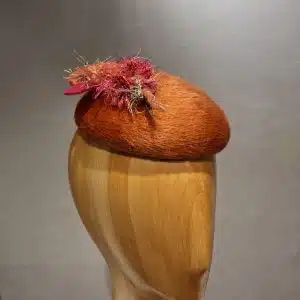 Chapeau Femme, type Bibi rond, feutre de poil orange, T unique