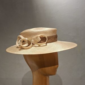 Chapeau Femme, type Capeline, Paille naturelle, couleur dorée, T 56