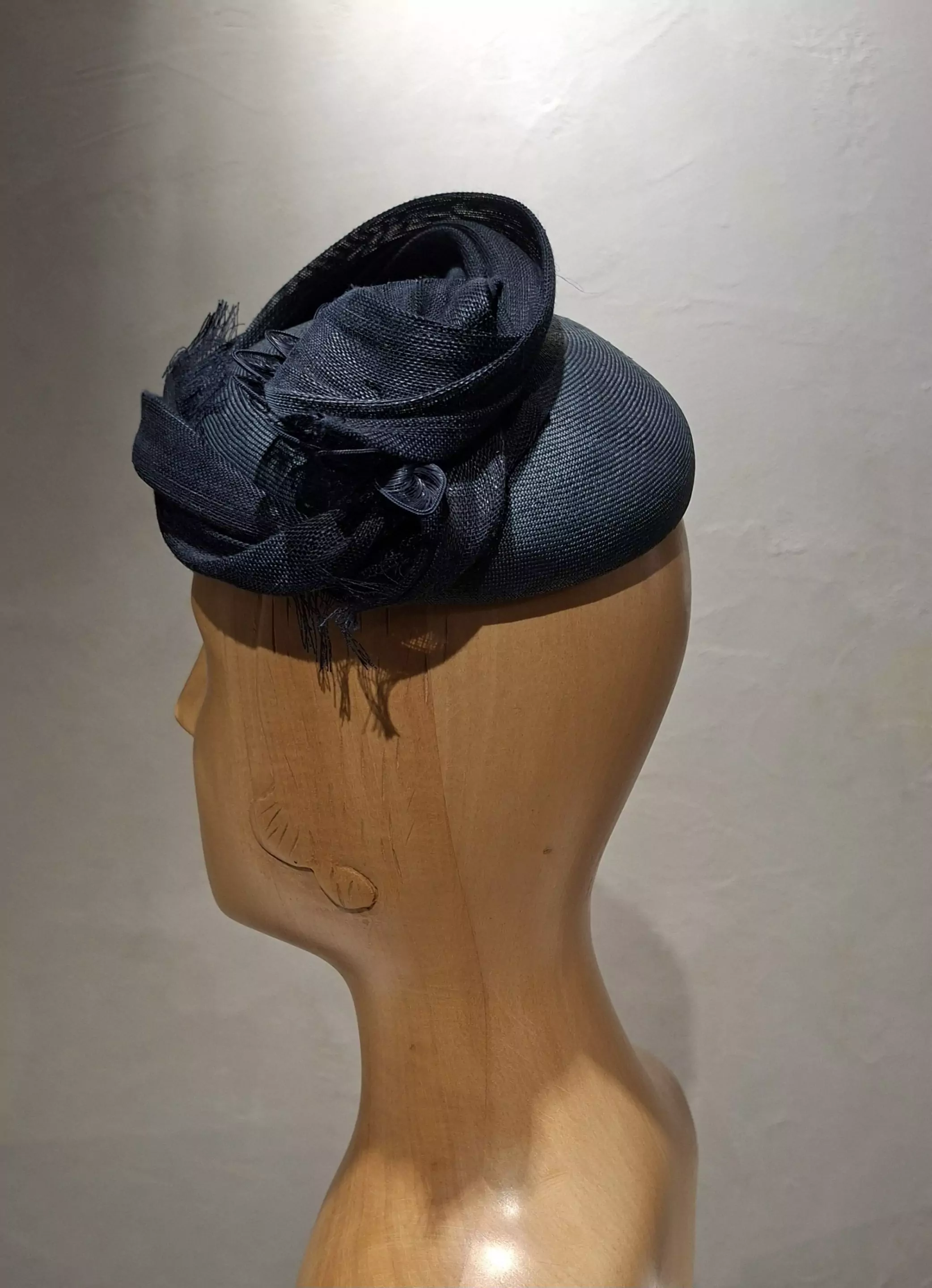 Chapeau Femme, type Bibi, paille Parabuntal, marine, T unique – Image 4