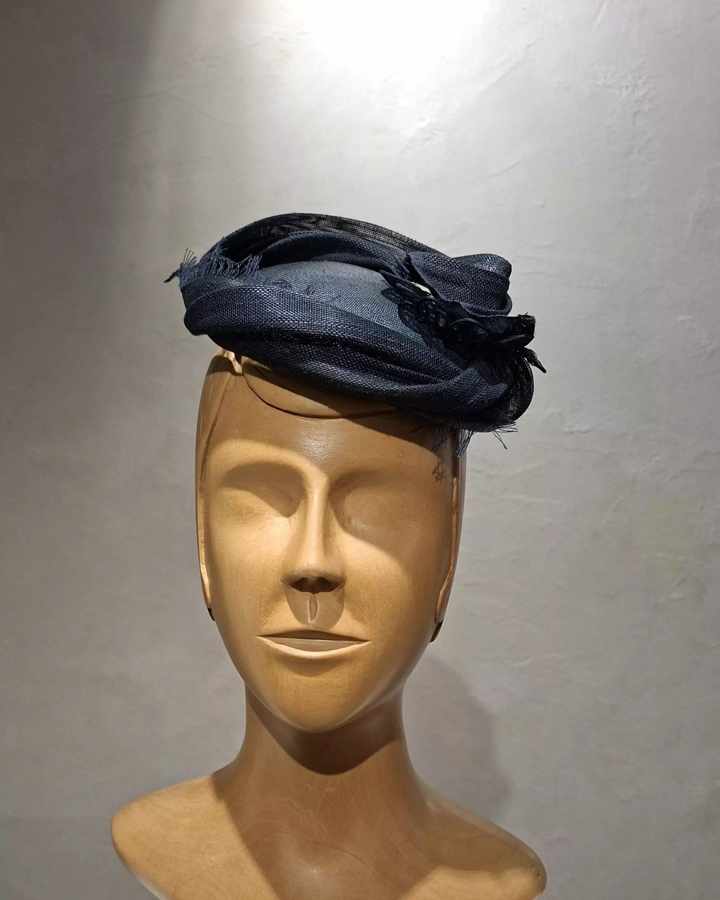 Chapeau Femme, type Bibi, paille Parabuntal, marine, T unique – Image 2