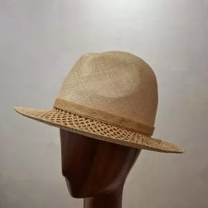 Chapeau mixte, type Fedora, en paille Parasisal fine et cannage, T 55