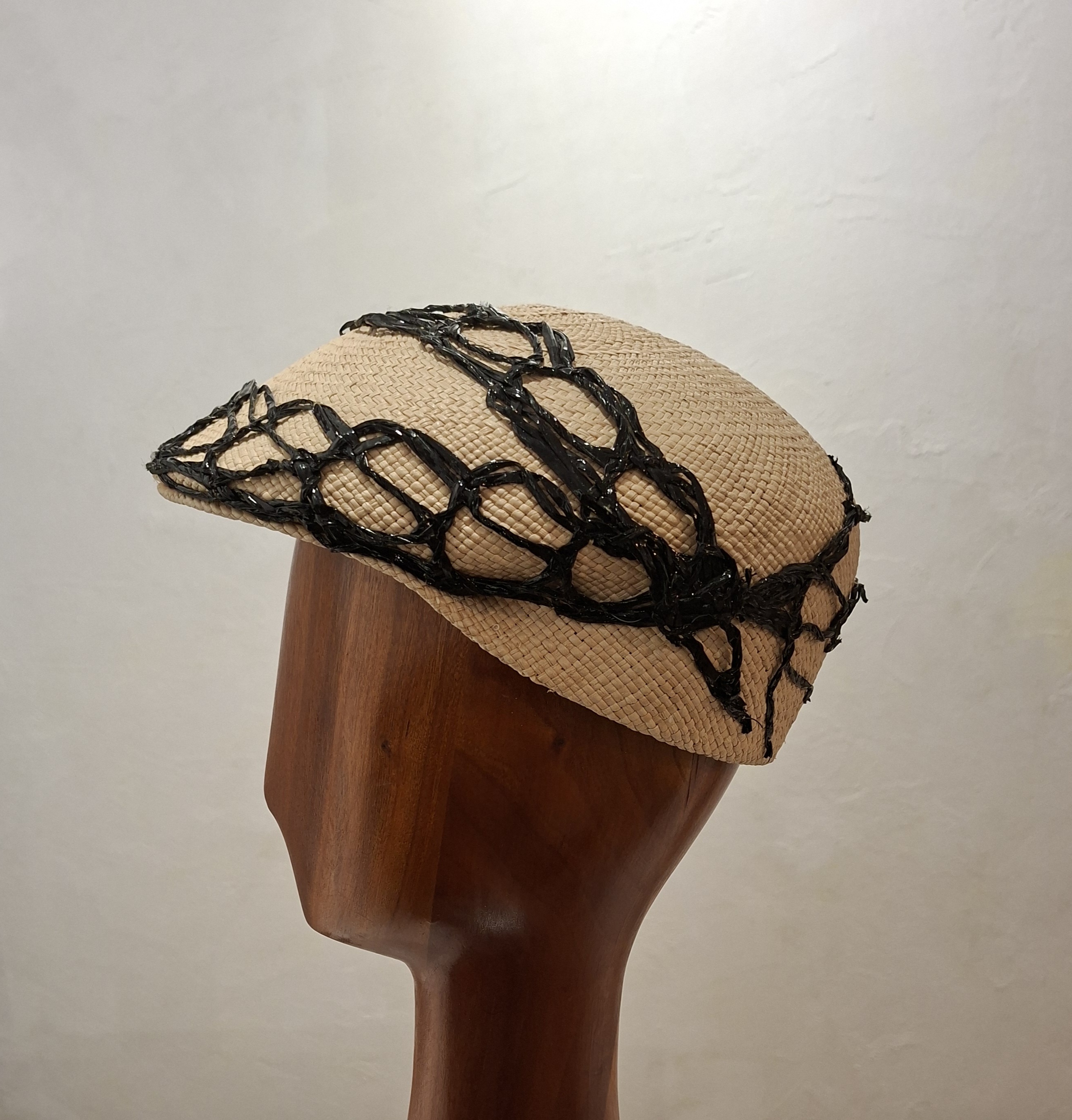 Chapeau mixte, type casquette "plate", en paille, ivoire, T 56 – Image 2