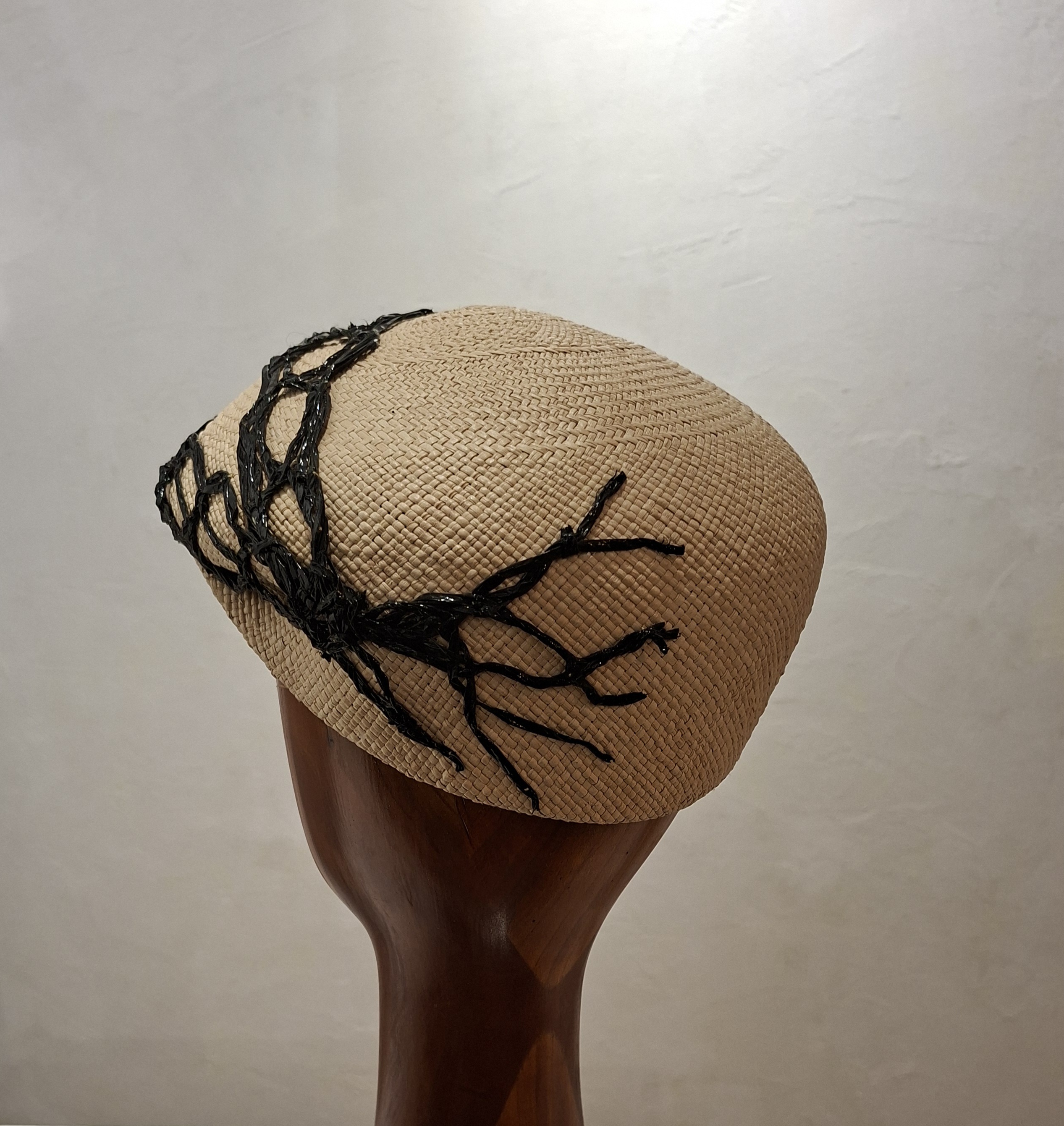 Chapeau mixte, type casquette "plate", en paille, ivoire, T 56 – Image 7