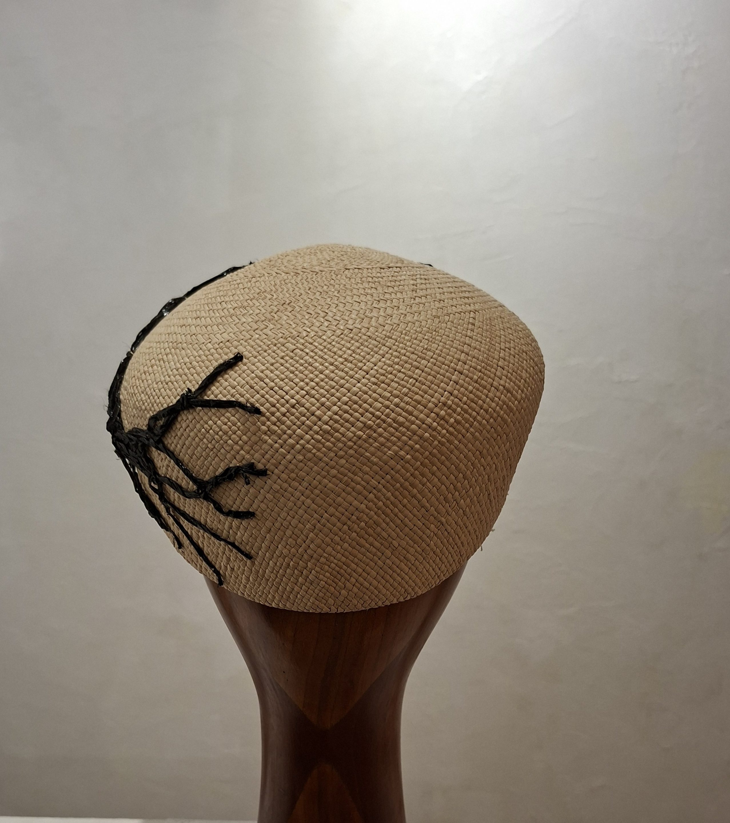 Chapeau mixte, type casquette "plate", en paille, ivoire, T 56 – Image 6
