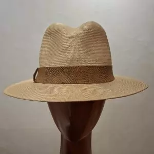 Chapeau mixte, type "Fedora" en paille Parasisal fine, beige, T 56