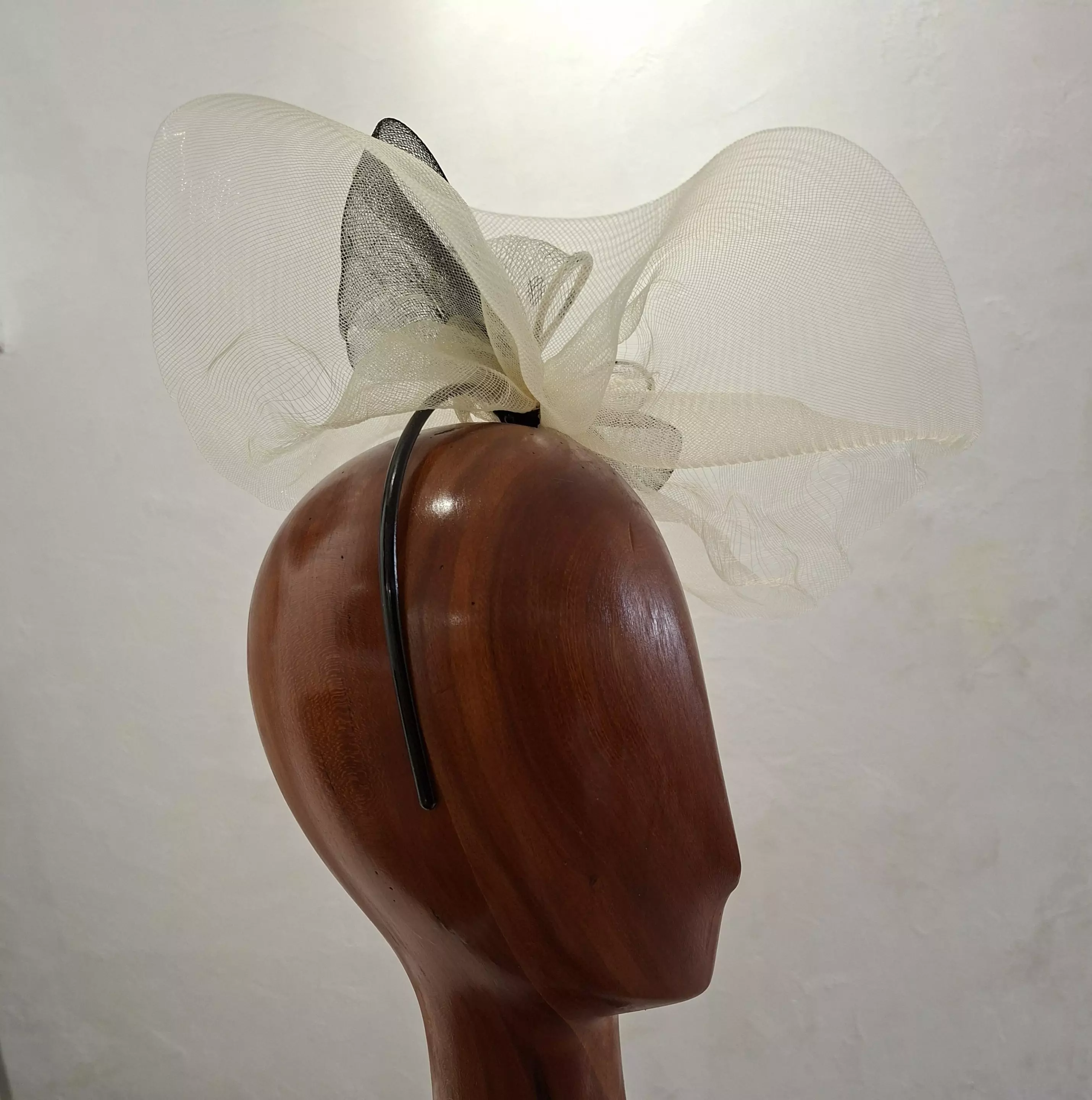 Chapeau Femme, type Parure de Tête, en crin, ivoire et noir, T unique – Image 6