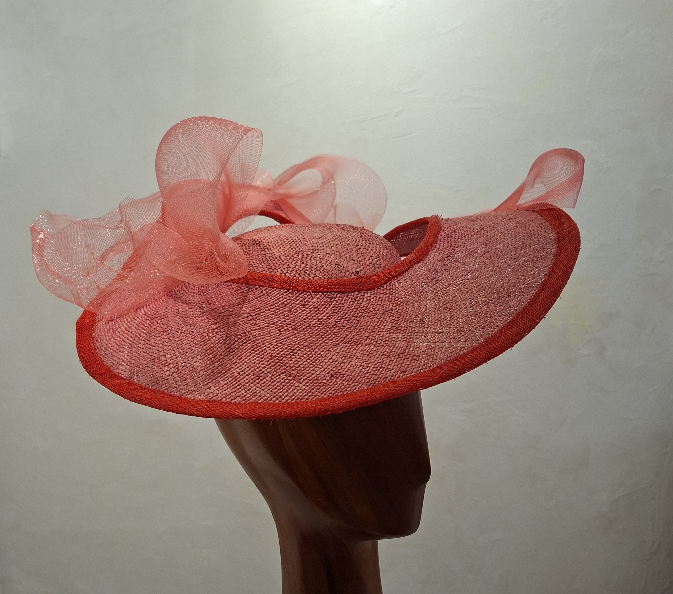 Chapeau Femme, type Parure de Tête, en paille et crin, rose et rouge,Taille unique – Image 6