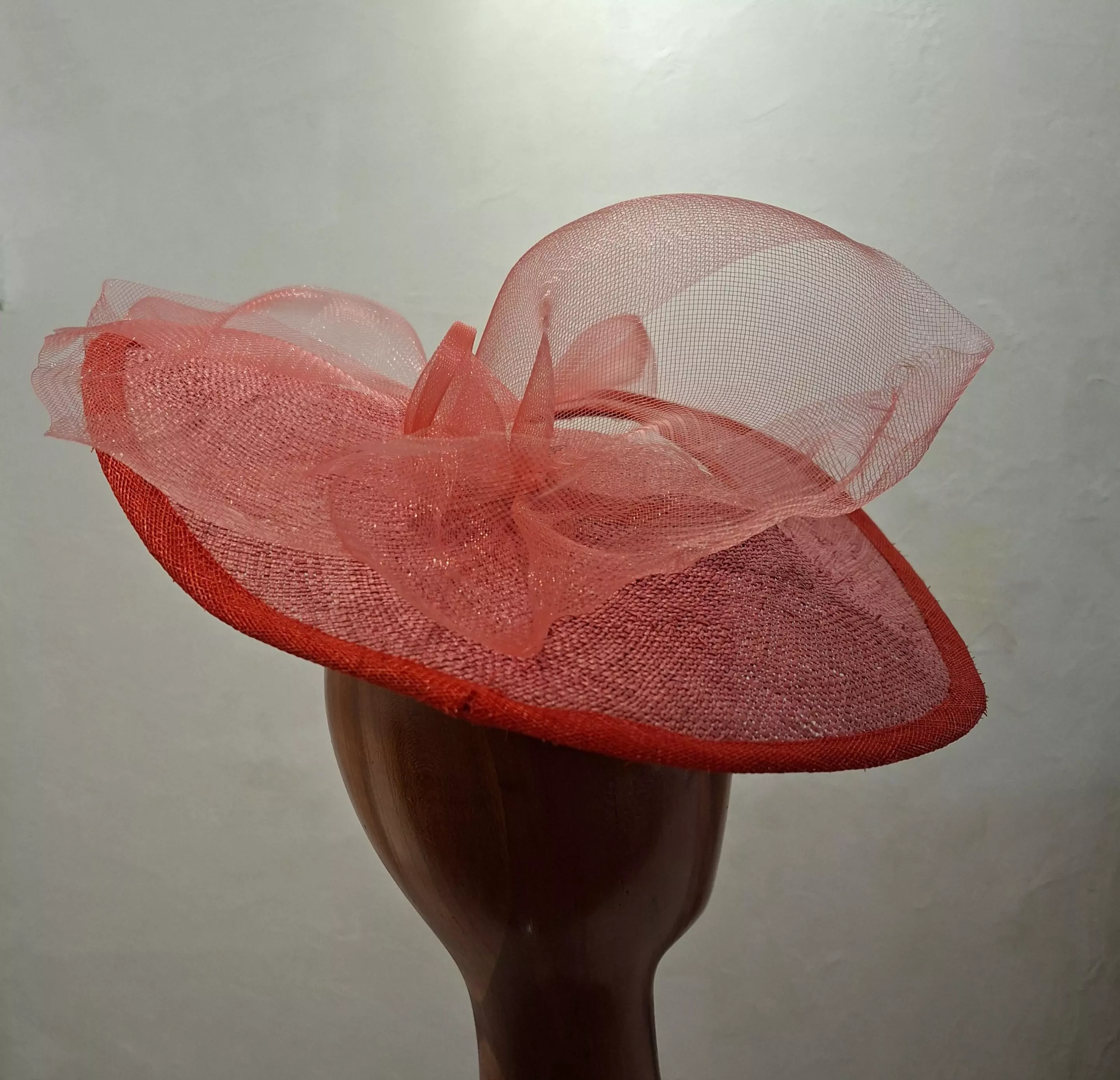 Chapeau Femme, type Parure de Tête, en paille et crin, rose et rouge,Taille unique – Image 4
