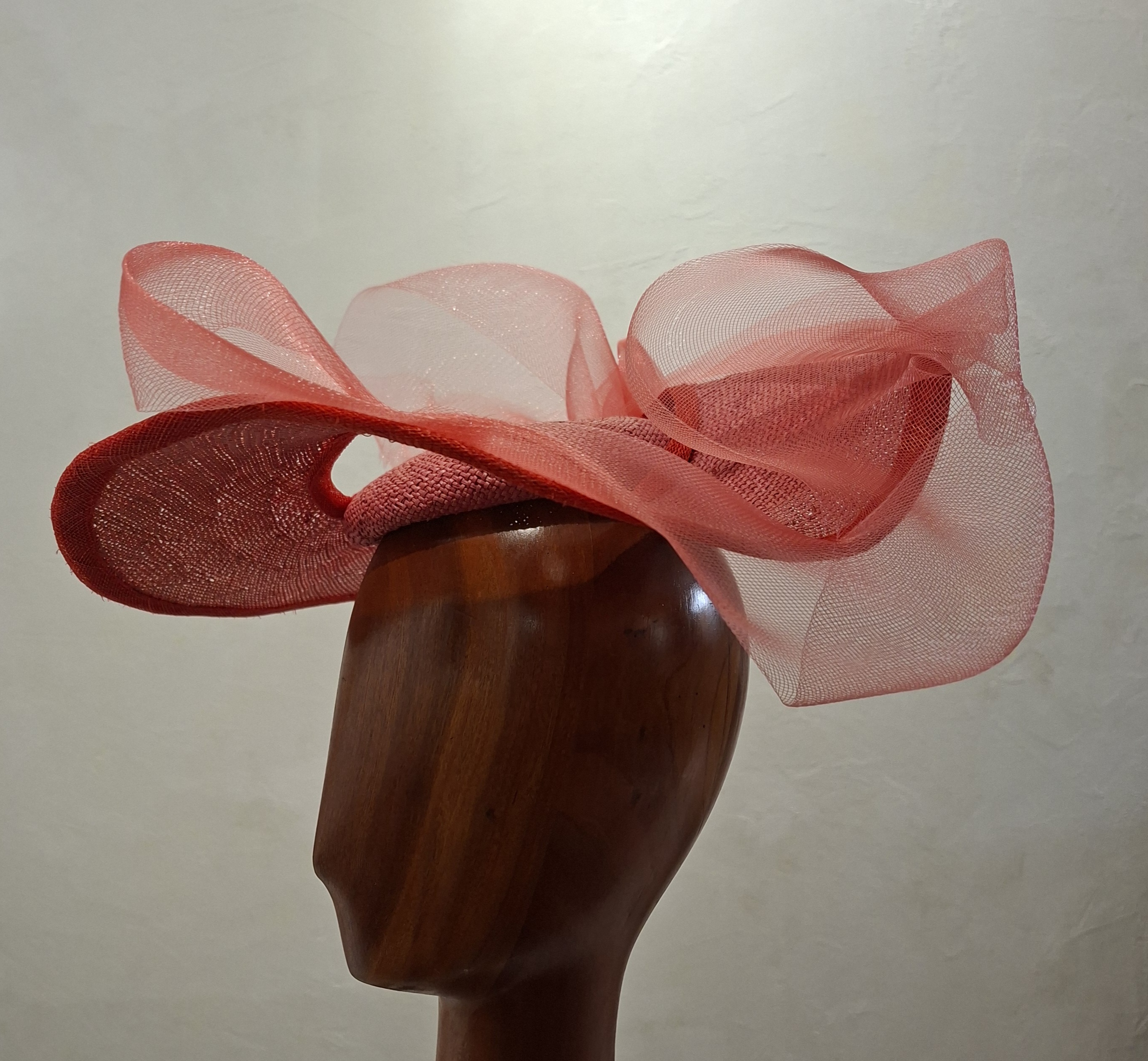 Chapeau Femme, type Parure de Tête, en paille et crin, rose et rouge,Taille unique – Image 2