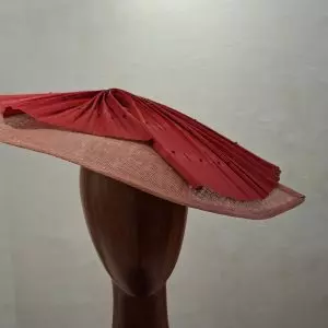 Chapeau Femme, type Parure de tête, en Sisal et Buntal, rose et Rouge, Taille unique